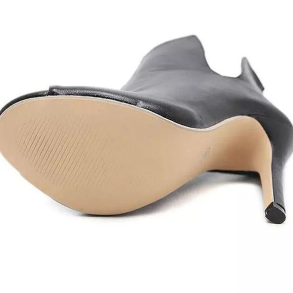 🆕️Chelsea Ankle Boots Black Open Toe High Heels - Picture 3 of 8